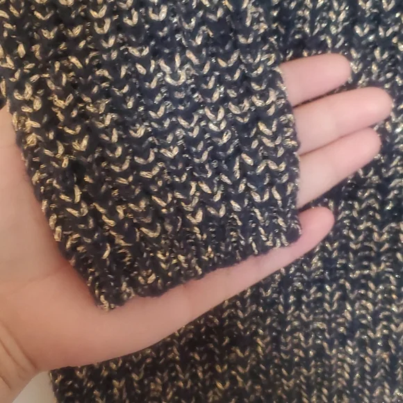 Lumiere Slouchy Knit Sweater Navy and Metallic Gold Sz M/L - Picture 4 of 5
